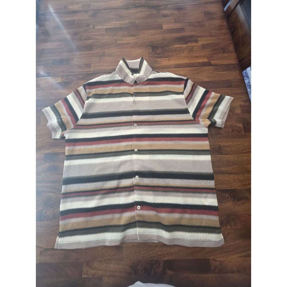 Forever 21 Men's Short Sleeve Button Down Shirt Stretchy Polyester XXL SKU5